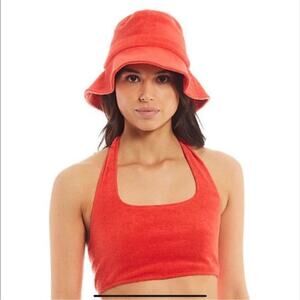 GIANNI BINI RED ORANGE TOWEL MATERIAL WOMEN BUCKET HAT BRAND NEW WITH TAGS